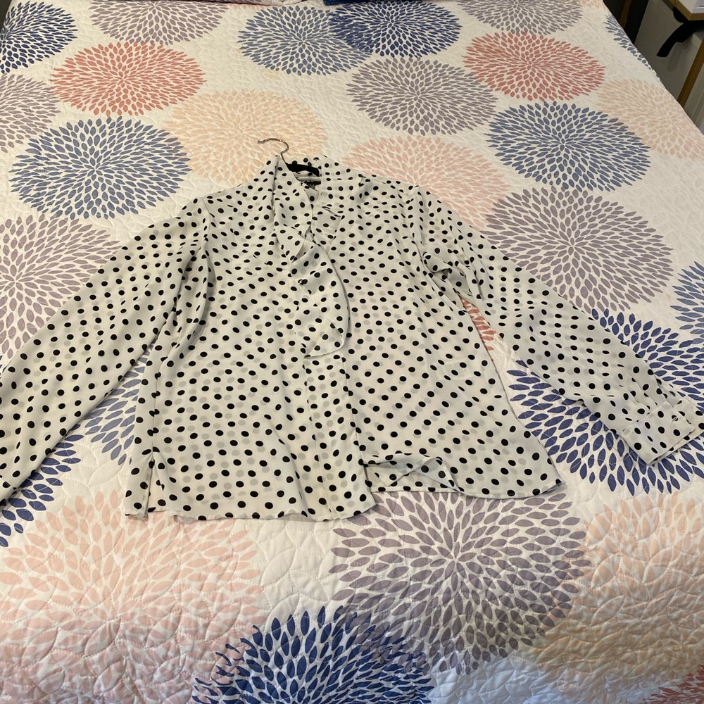 DKNY polka dot blouse with neck frill
